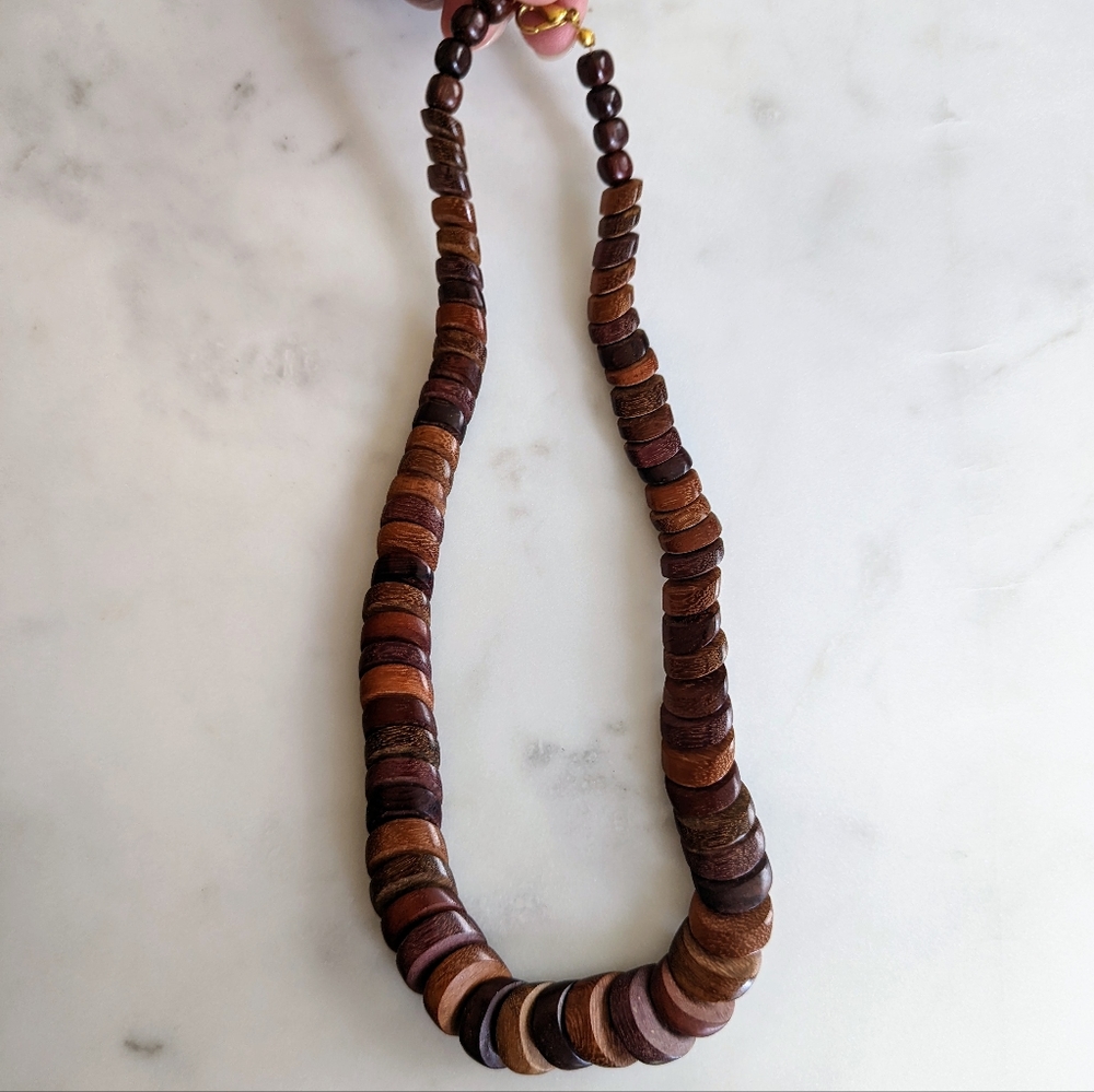 Tropical hardwood handmade necklace